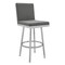 Armen Living Gem 30" Swivel Modern Metal and Gray Faux Leather Bar and Counter Stool LCGEBABSGR30 - alternate 1